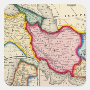 Map of Persia, Turkey In Asia Afghanistan Square Sticker