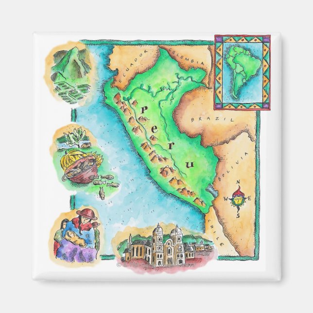 Map of Peru Magnet (Front)