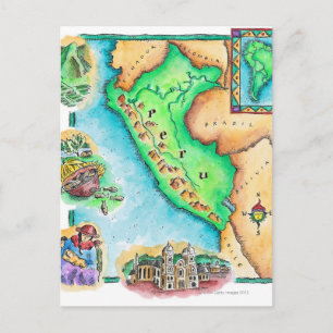 Map of Peru Postcard