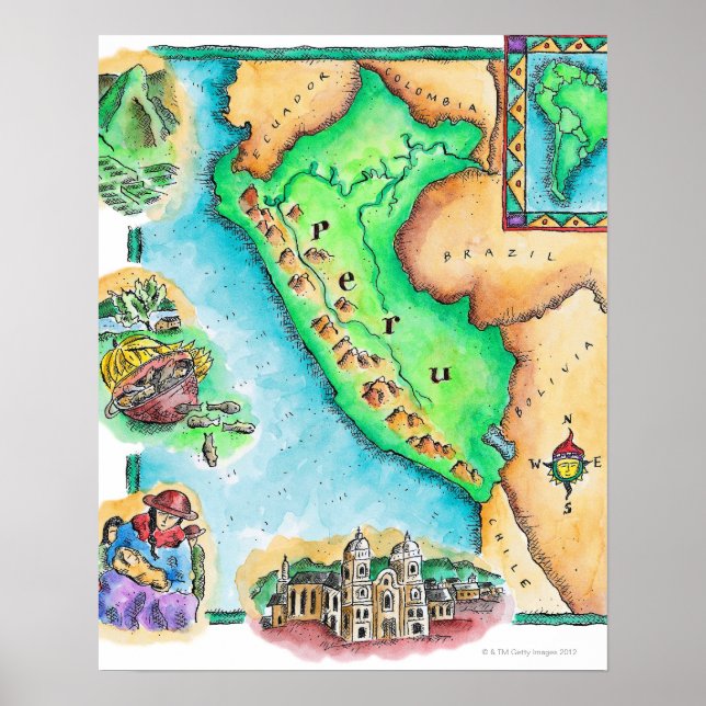 Map of Peru Poster (Front)