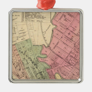 Map of Petaluma City 1877 Metal Tree Decoration