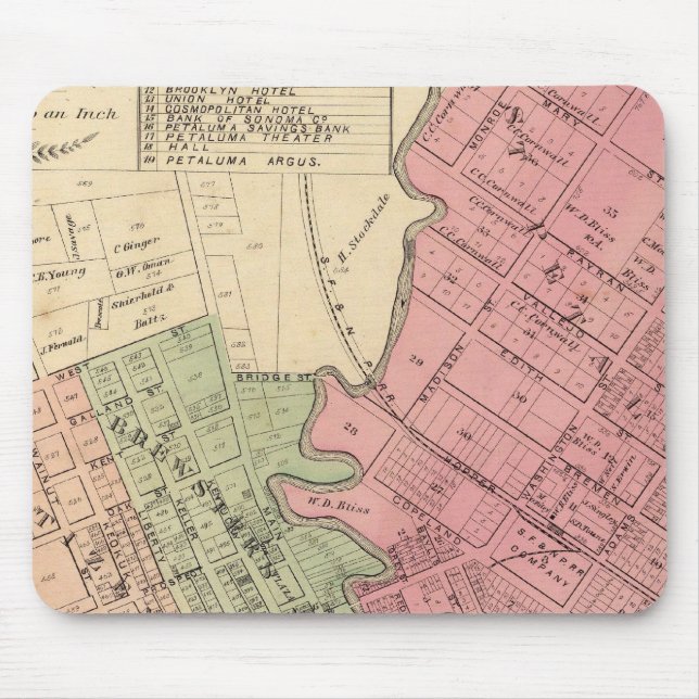 Map of Petaluma City 1877 Mouse Mat (Front)