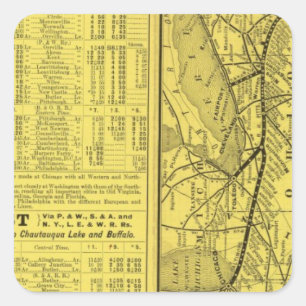 Map of Pittsburgh and Western Railway Square Sticker