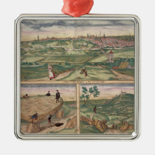 Map of Poitiers, from 'Civitates Orbis Terrarum' b Metal Tree Decoration
