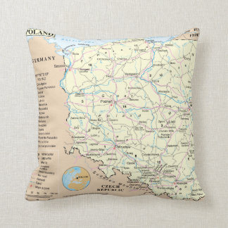 Map of Poland MoJo Throw Pillow 20" x 20"