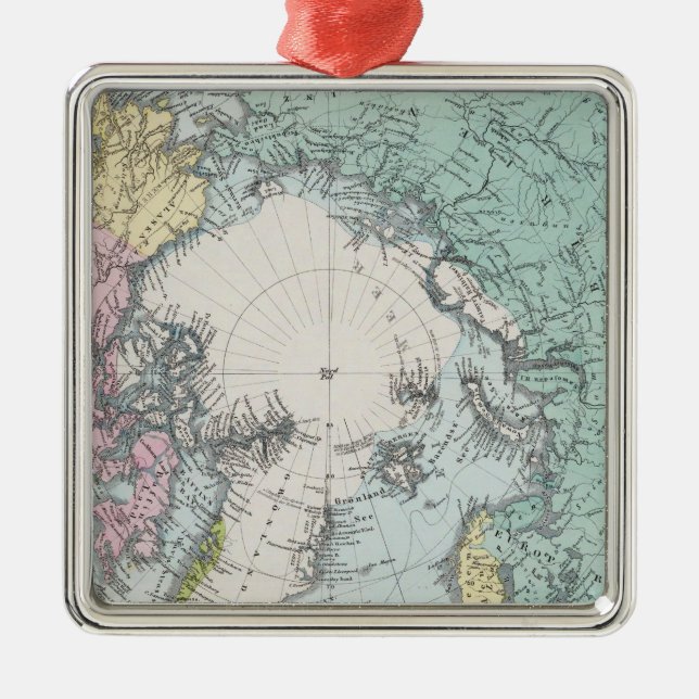 Map of Polar Seas Metal Tree Decoration (Front)