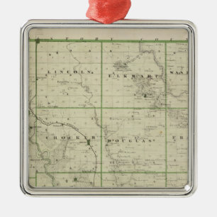 Map of Polk County, State of Iowa Metal Tree Decoration
