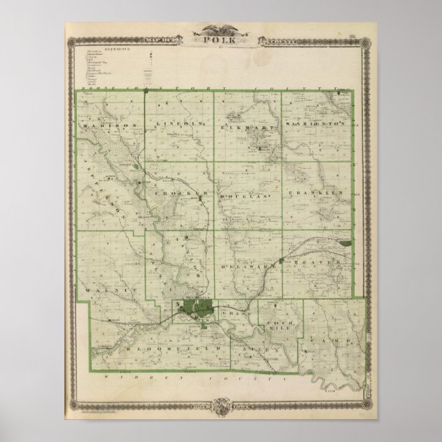 Map of Polk County, State of Iowa Poster (Front)