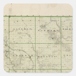 Map of Polk County, State of Iowa Square Sticker