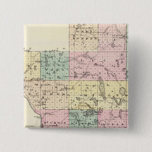 Map of Polk County, State of Wisconsin 15 Cm Square Badge