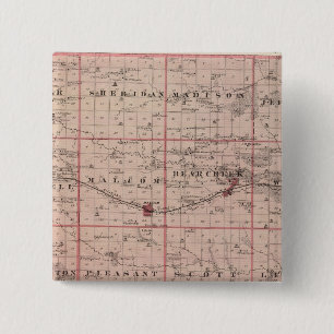 Map of Poweshiek County, State of Iowa 15 Cm Square Badge