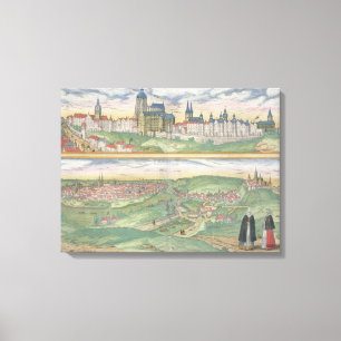 Map of Prague, from 'Civitates Orbis Terrarum' by Canvas Print