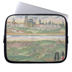 Map of Prague, from 'Civitates Orbis Terrarum' by Laptop Sleeve
