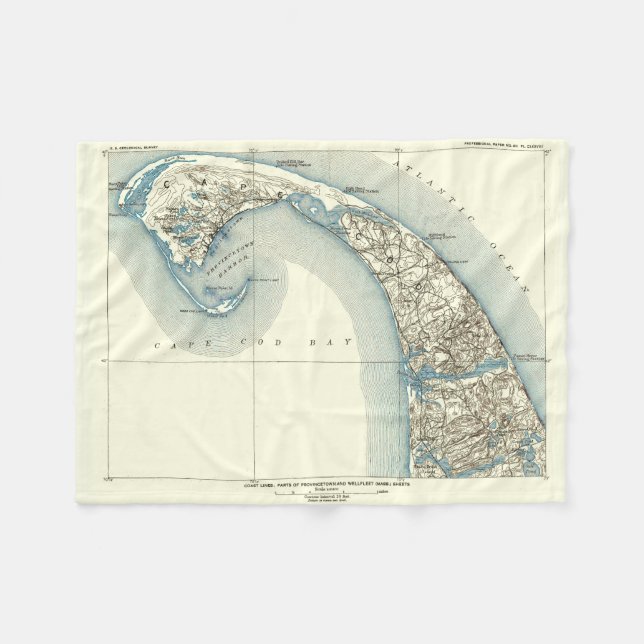 Map of Provincetown Cape Cod Massachusetts Fleece Blanket (Front (Horizontal))