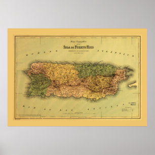 Map of Puerto Rico (1886) Poster