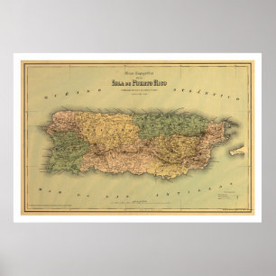 Map of Puerto Rico by Colton 1886 Poster