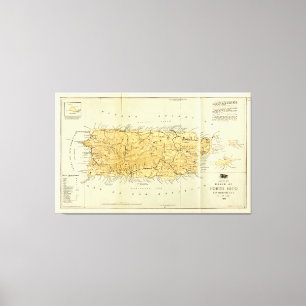 Map of Puerto RIco (Porto RIco) circa 1898 Canvas Print