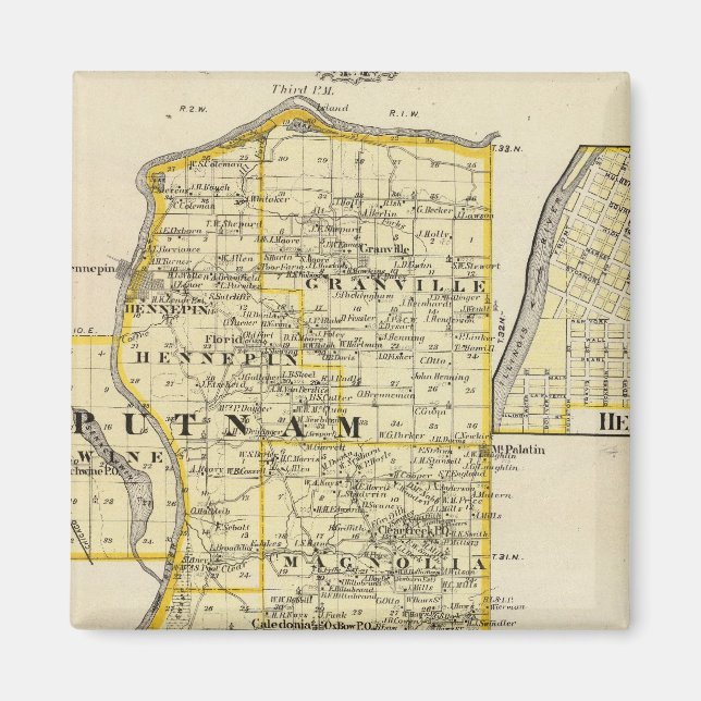 Map of Putnam and east part of Marshall counties Magnet (Front)