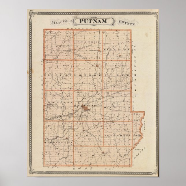 Map of Putnam County Poster (Front)