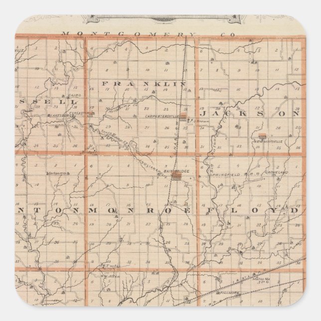 Map of Putnam County Square Sticker (Front)