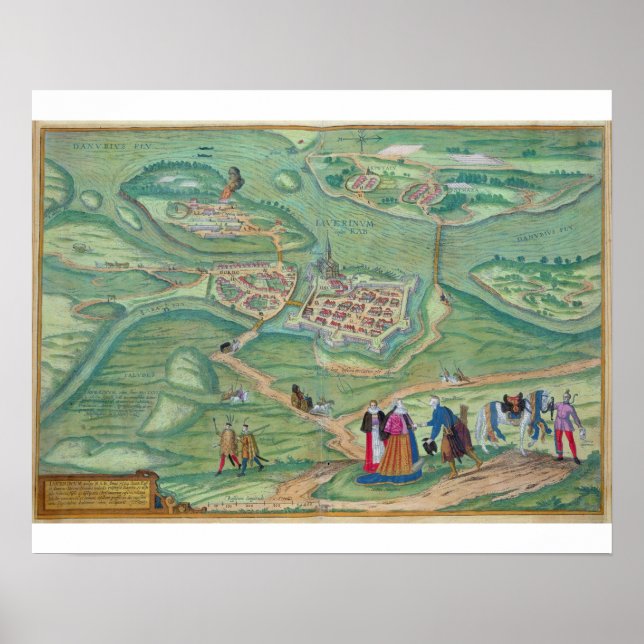 Map of Raab, from 'Civitates Orbis Terrarum' by Ge Poster (Front)