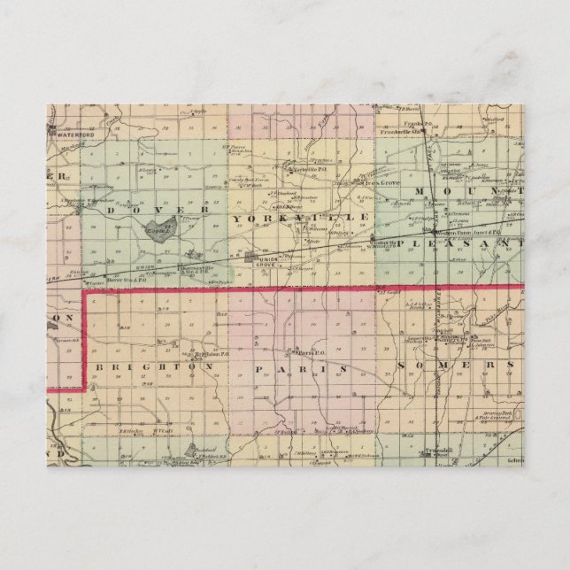 Map of Racine and Kenosha counties Postcard (Front)