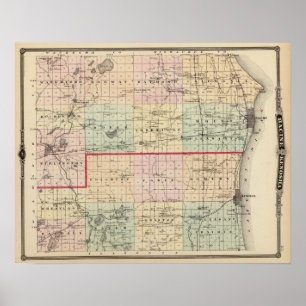 Map of Racine and Kenosha counties Poster