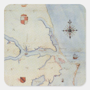 Map of Raleigh's Virginia Square Sticker