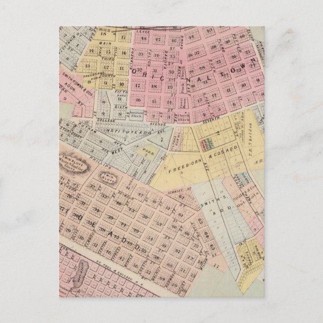 Map of Red Wing, Goodhue County, Minnesota Postcard (Front)