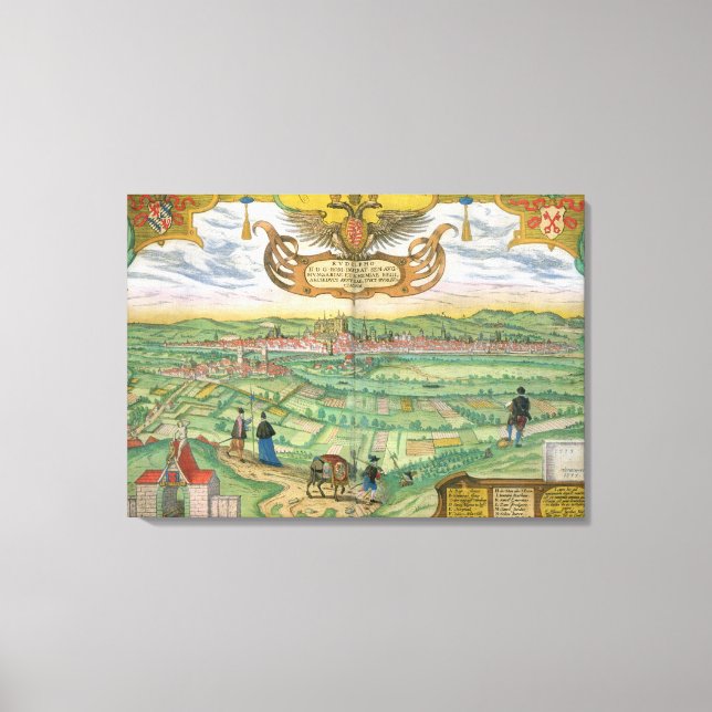 Map of Regensburg, from 'Civitates Orbis Terrarum' Canvas Print (Front)