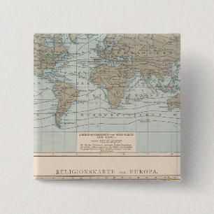 Map of Religions in Europe 15 Cm Square Badge