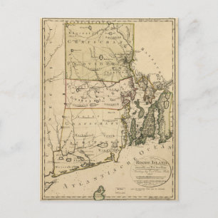 Map of Rhode Island by Carl Ernst Bohn (1797) Postcard