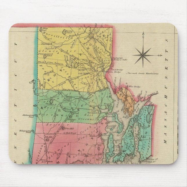 Map Of Rhode Island Mouse Mat (Front)