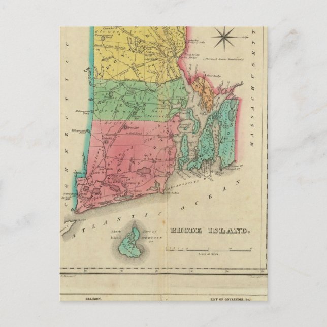 Map Of Rhode Island Postcard (Front)