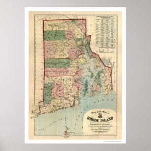 Map of Rhode Island & Providence Plantations 1880 Poster