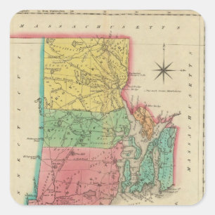 Map Of Rhode Island Square Sticker