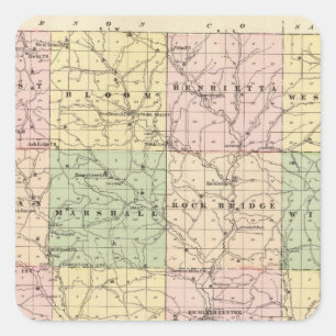 Map of Richland County, State of Wisconsin Square Sticker