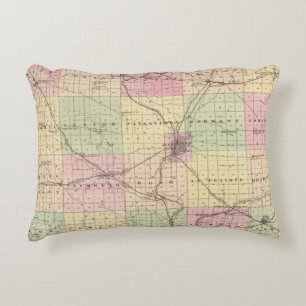 Map of Rock County, State of Wisconsin Decorative Cushion