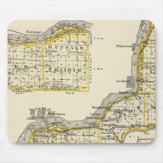 Map of Rock Island County and Dixon Mouse Mat (Front)