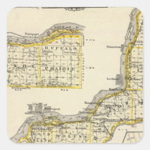 Map of Rock Island County and Dixon Square Sticker