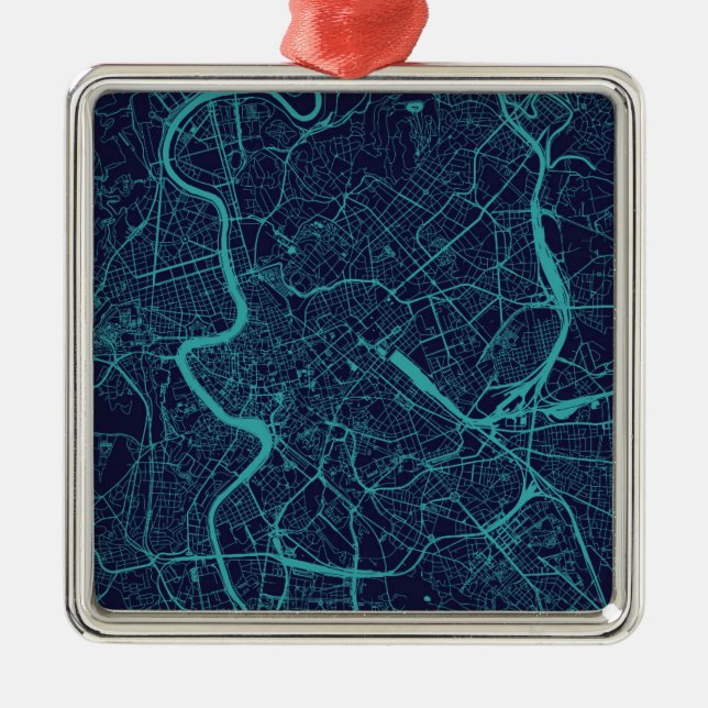 Map of Rome Metal Tree Decoration (Front)