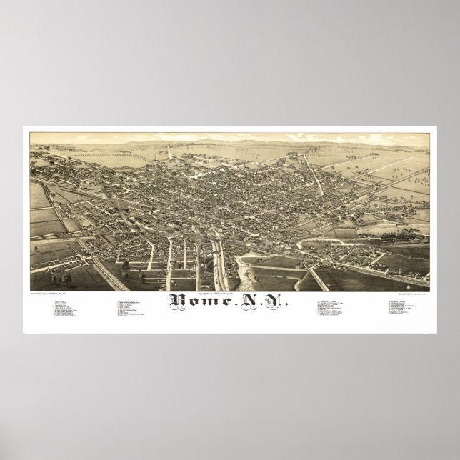 Map of Rome, New York from 1886 Poster (Front)