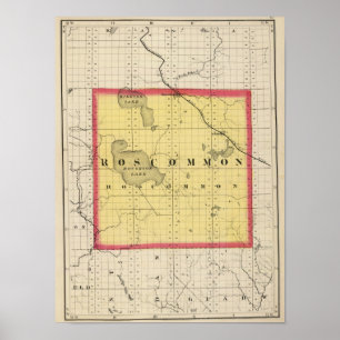 Map of Roscommon County, Michigan Poster