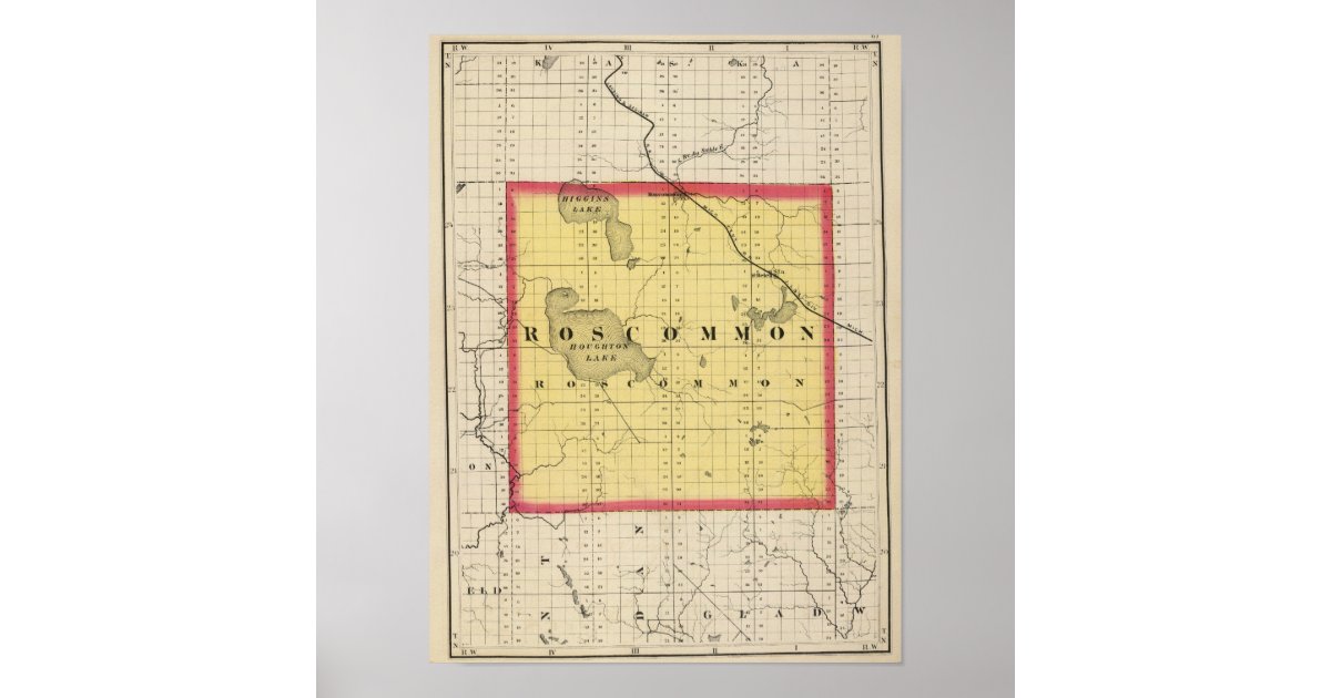 Map of County, Michigan Poster Zazzle