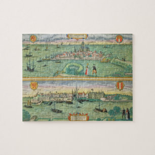 Map of Rotterdam and Gouda, from 'Civitates Orbis Jigsaw Puzzle