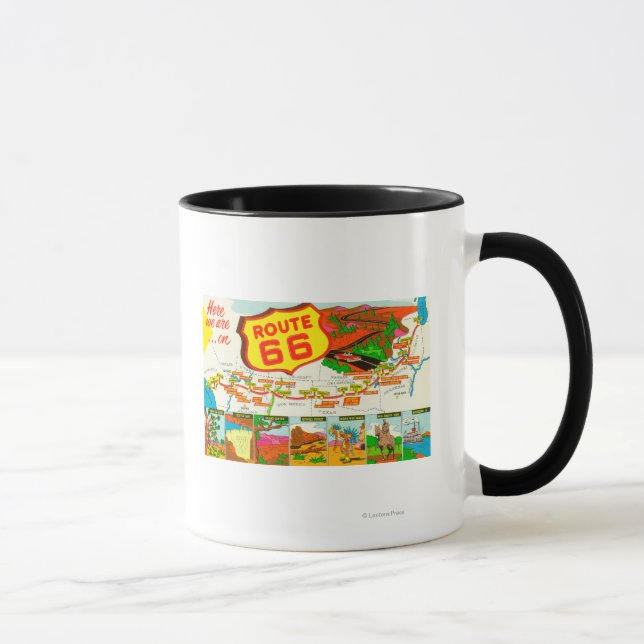 Map of Route 66 from Los Angeles to Chicago Mug (Right)