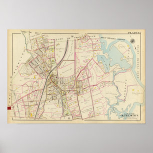 Map of Rye, New York Poster
