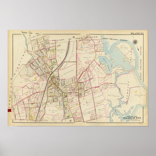 Map of Rye, New York Poster (Front)