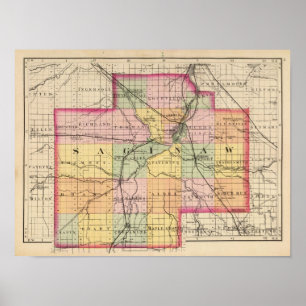Map of Saginaw County, Michigan Poster