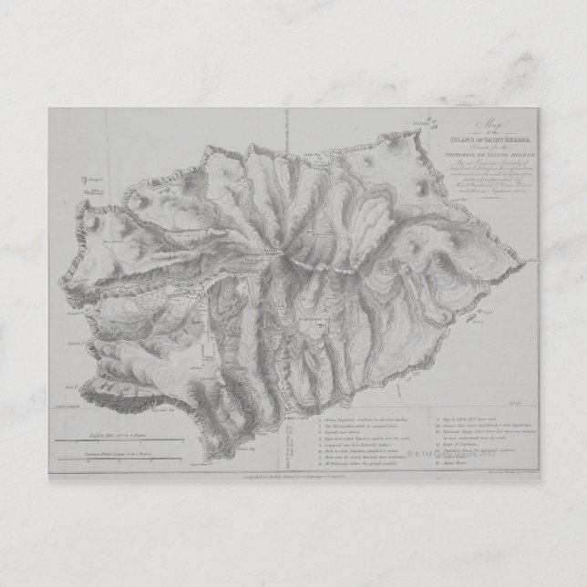 Map of Saint Helena Island Postcard (Front)